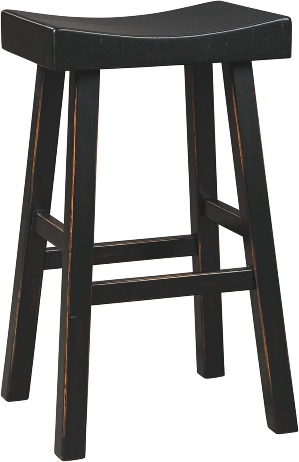 Transitional 31" Black Wood and Metal Saddle Barstool