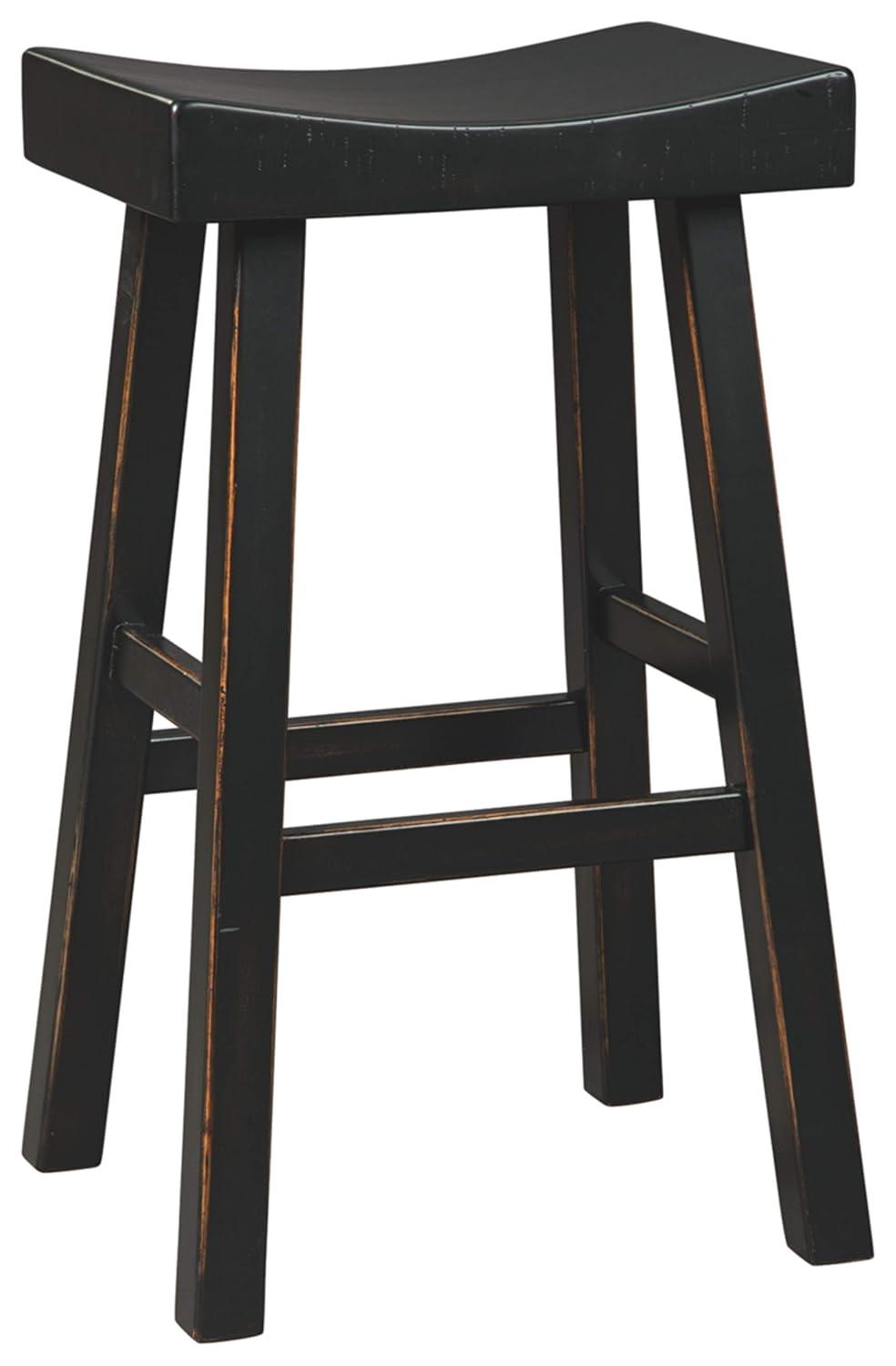 Transitional 31" Black Wood and Metal Saddle Barstool