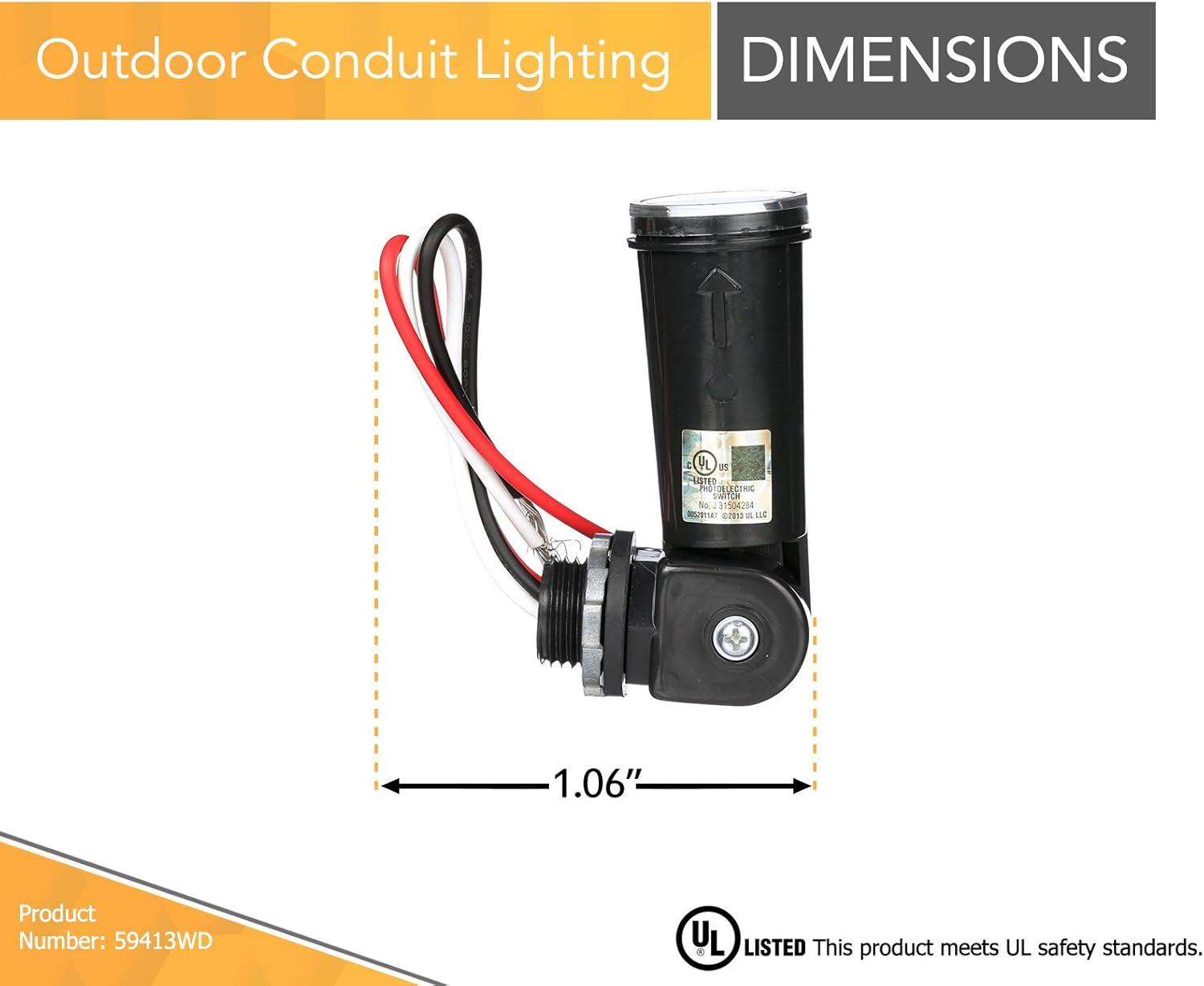 Black Outdoor Photoelectric Light Control with Swivel Mount