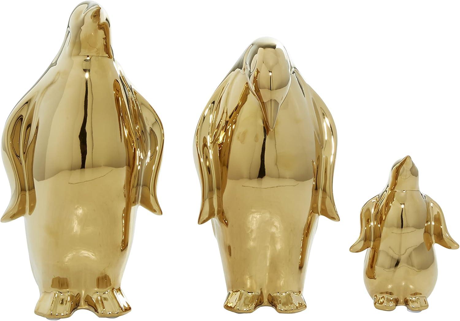 DecMode 5"W, 11"H Porcelain Glam Sculpture, Gold, 3 - Piece