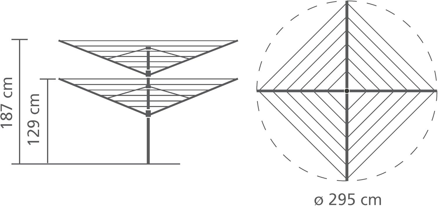 Brabantia Brabantia Lift-O-Matic Outdoor Clothesline (164 Feet), with Metal Ground Spike and Protective Cover