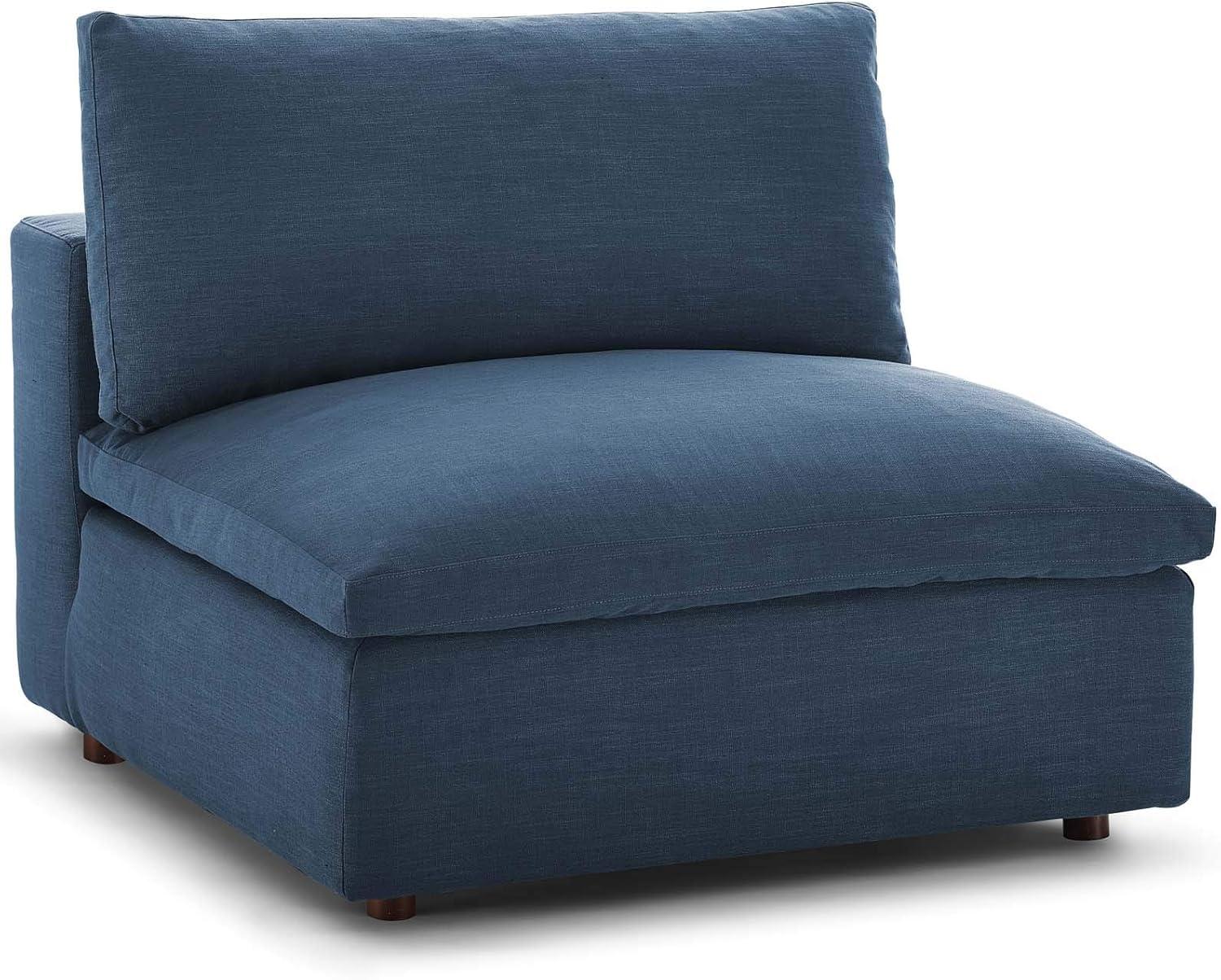 Modway Commix Down-Filled Overstuffed Upholstered Sectional Sofa Armless Chair in Azure