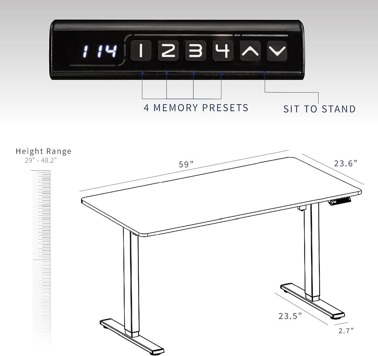 Vivo VIVO Single Motor Electric Desk with Push Button Memory Controller