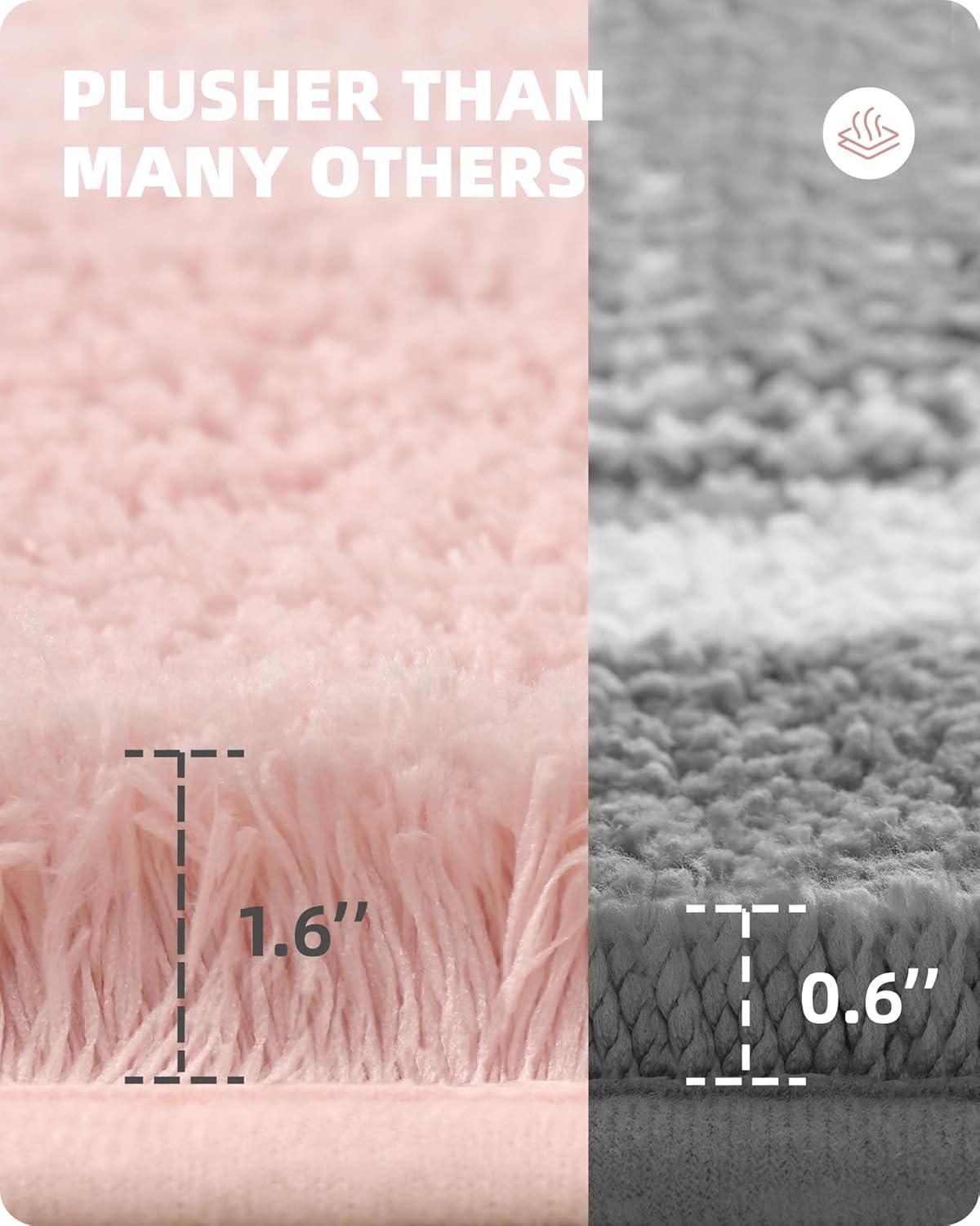 Soft Pink Microfiber Non-Slip Bathroom Rug 20"x32"