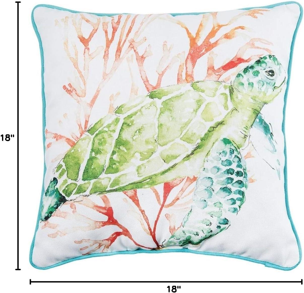 Chandler Colorful Sea Turtle Printed Throw Pillow