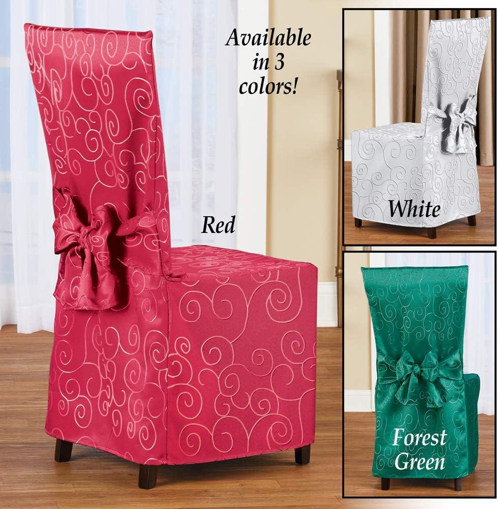 Collections Etc Scroll Patterned Elegant Dining Chair Cover - Fancy Dinging Room Décor