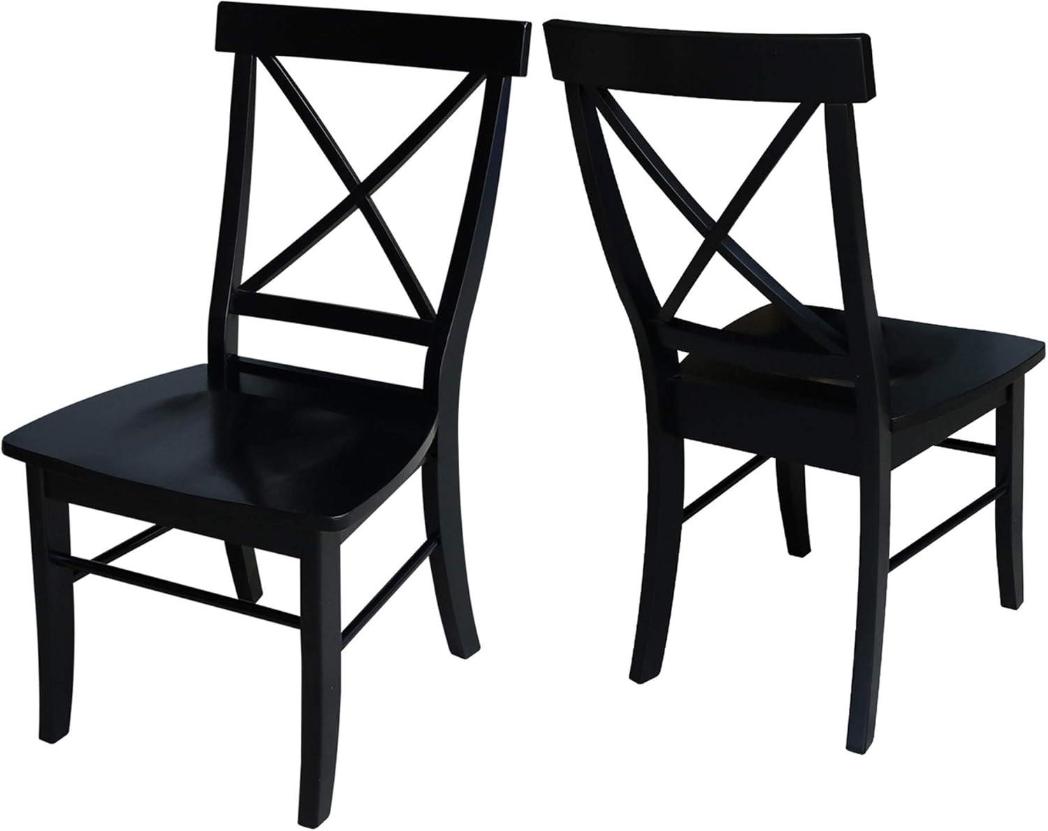 Set of 2 X Back Chairs with Solid Wood - International Concepts