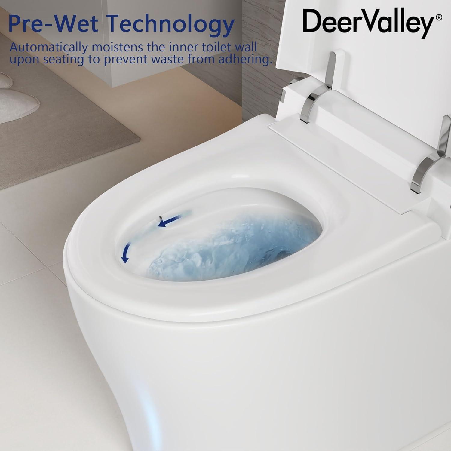 Smart Toilet Elongated 1 Piece 1.28GPFFully Glazed Toilet with Heated Seat & Foot Kick Flush & Night Light