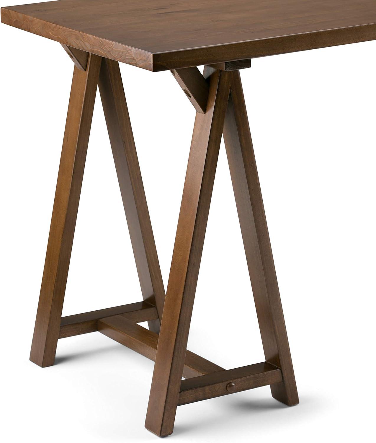 Simpli Home Sawhorse Solid Wood Writing Desk In Medium Saddle Brown