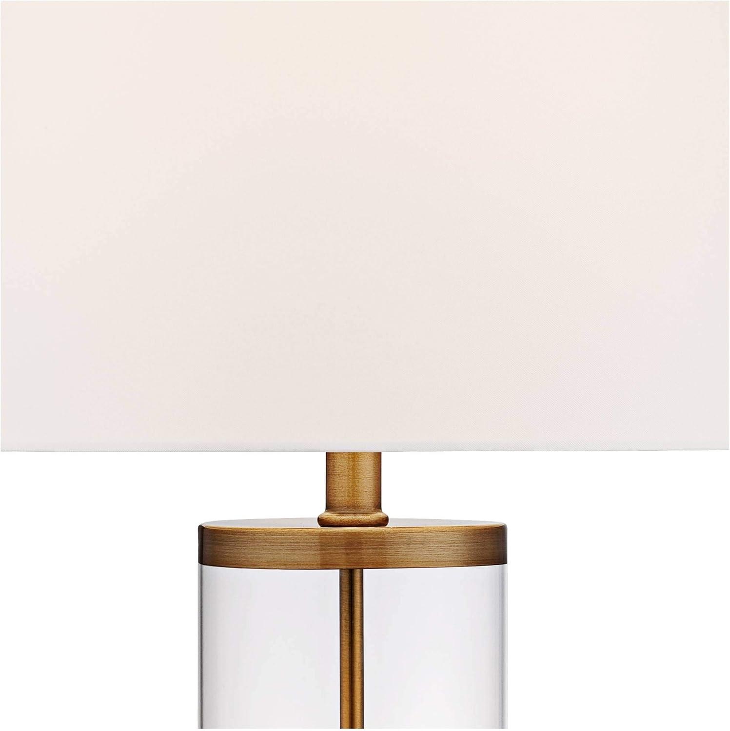 360 Lighting Coastal Table Lamp 26" High Glass Cylinder Gold Fillable White Drum Shade for Living Room Family Bedroom Bedside Nightstand