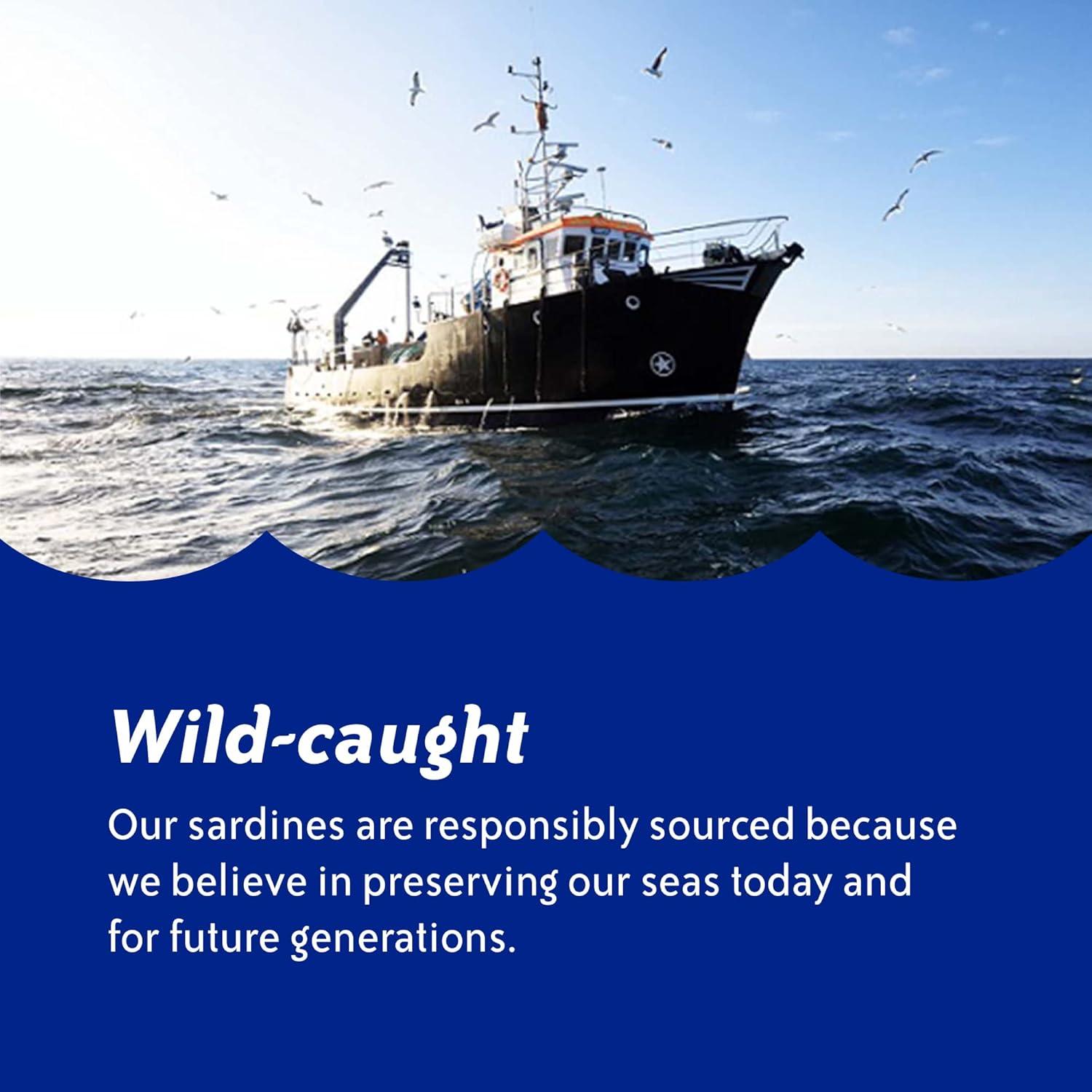 Wild-Caught Sardines in Water, 3.75 Ounce Cans, Pack of 18