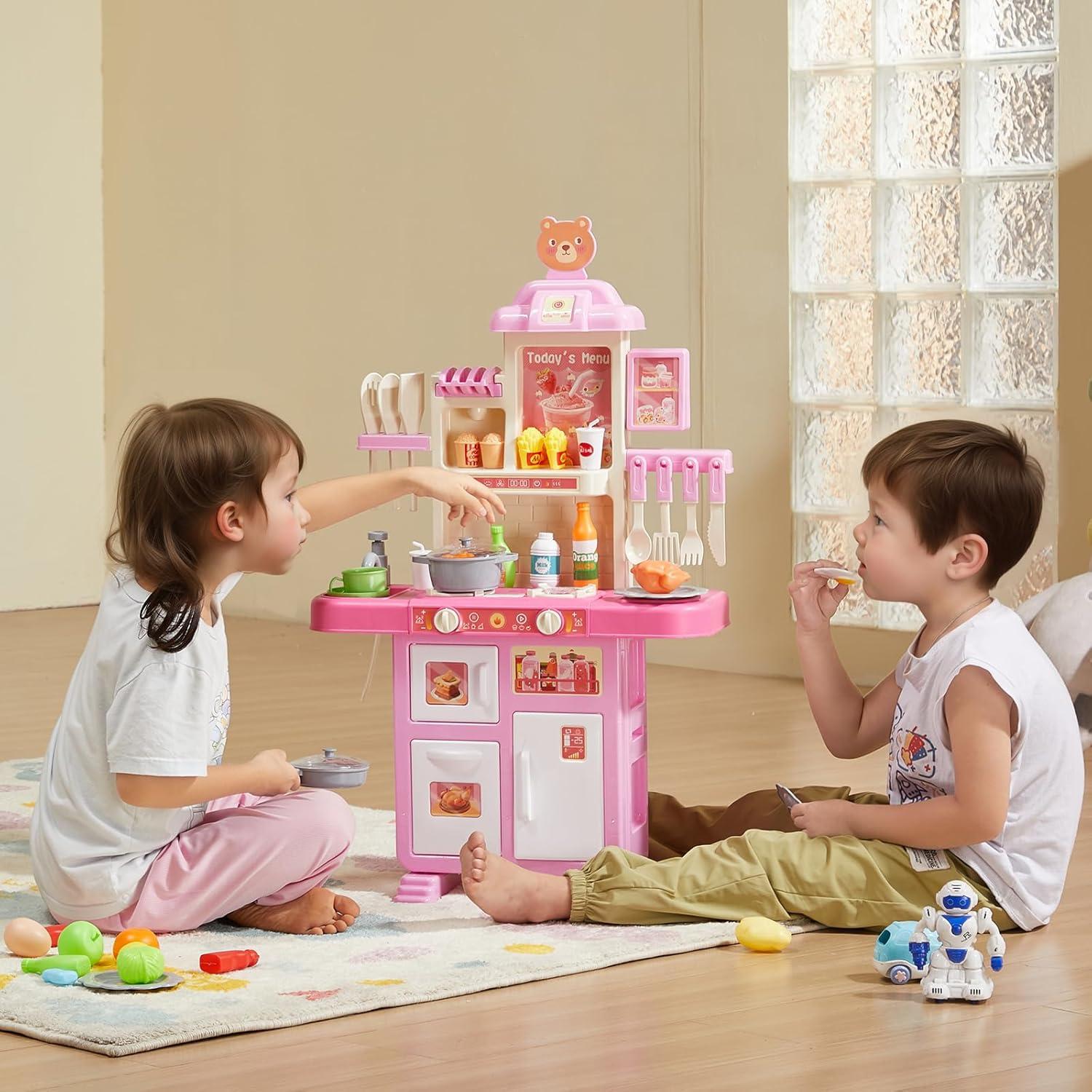 Kids Kitchen Playset Play Kitchen for Kids Corner Wooden Play Kitchen 2-4 Years - Kitchens