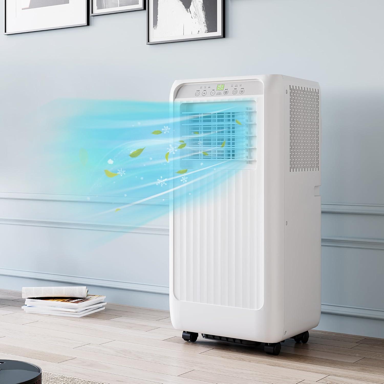 8000 BTU Portable Air Conditioner 4-in-1 Portable AC Unit Cool up to 350sq.ft, Portable Air Conditioners with Remote Control & Window Kit1-24H Timers