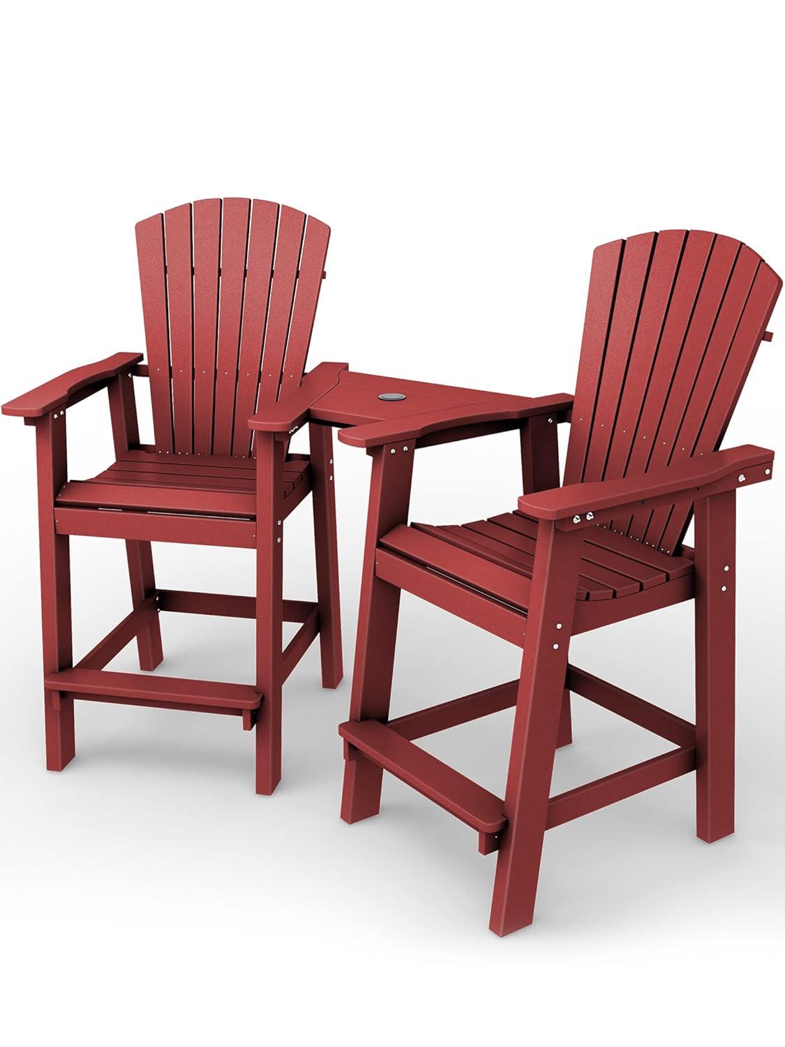 Rosecliff Heights Wolak HDPE Outdoor Adirondack Chair Set With Table