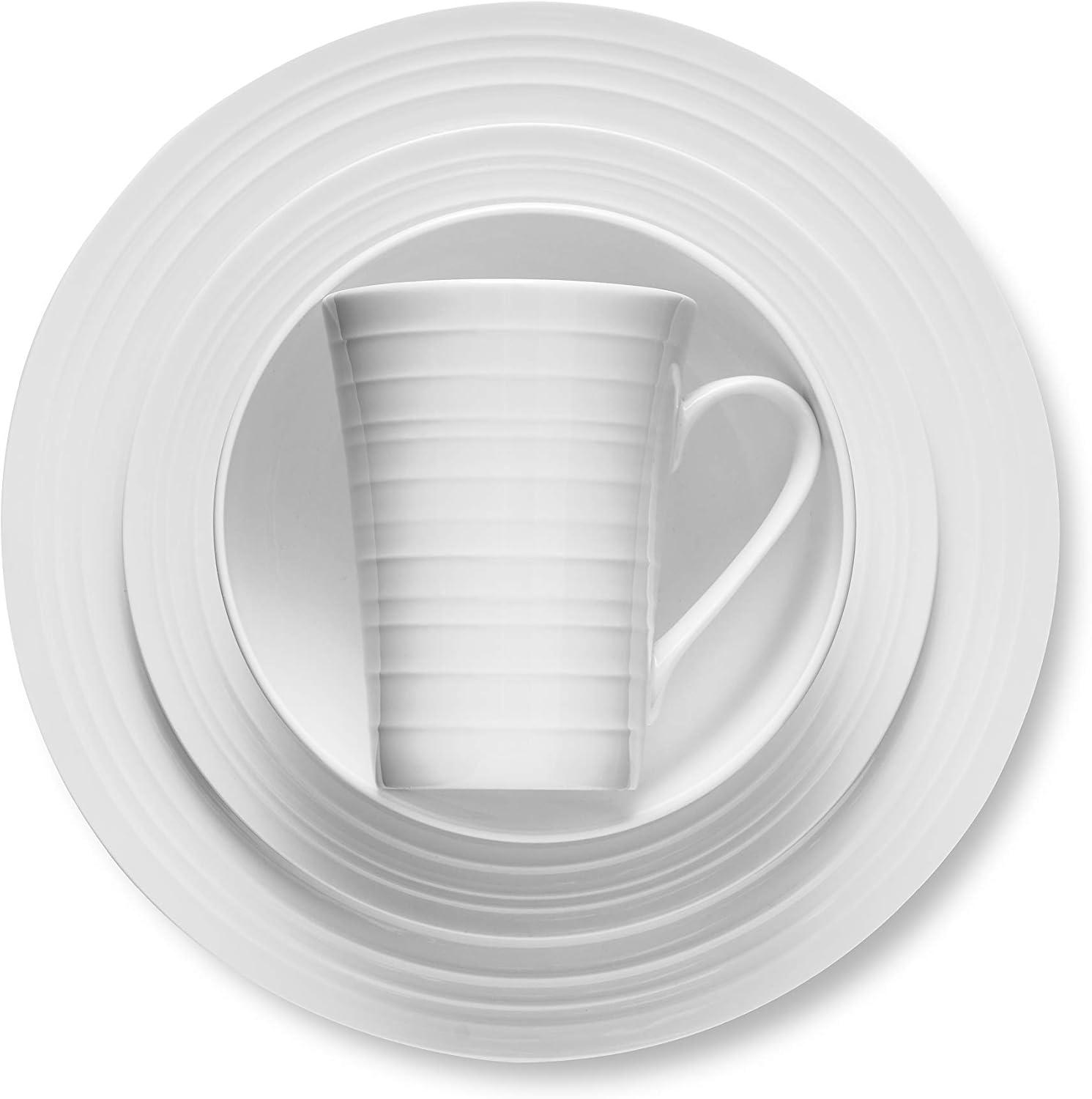 White Porcelain Swirl Design 16-Piece Dinnerware Set