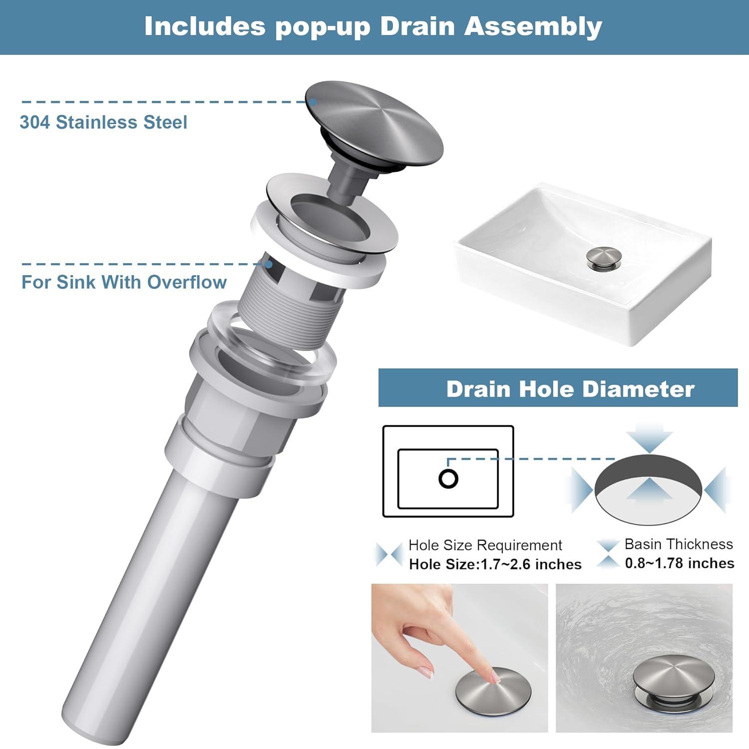 VOTON Vessel Sink Faucet Brushed Nickel Modern Tall Waterfall Bathroom Sink Faucet Single Handle Bathroom Faucet 1 Hole Bowl Lavatory Vanity Faucet, Rv Sink Camper Farmhouse Bathroom Faucet