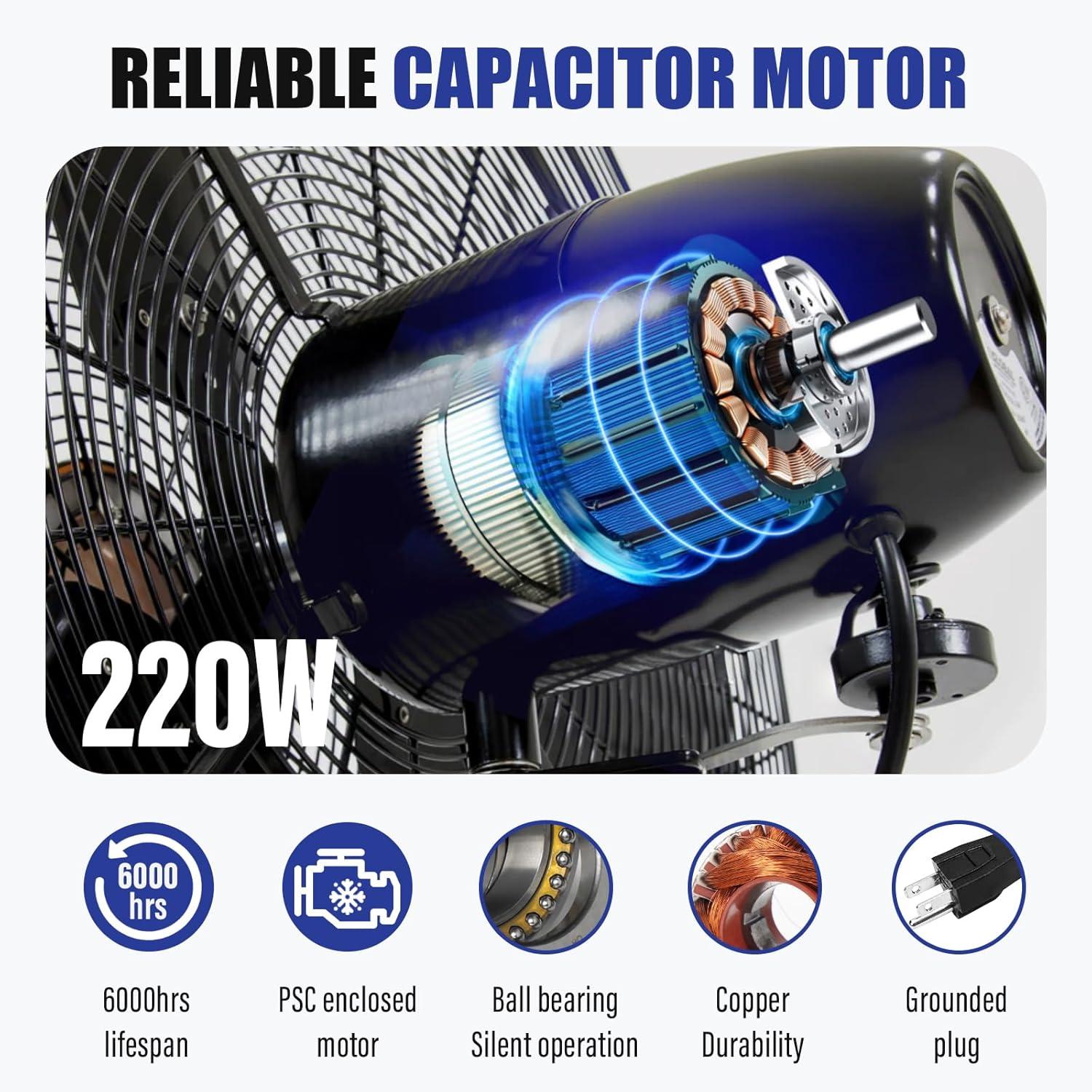iLIVING iLIVING ILG8P31-93 30" Commercial Pedestal Oscillating Fan - Shop, Garage, Warehouse - 120V, 1.8A , 8400 CFM