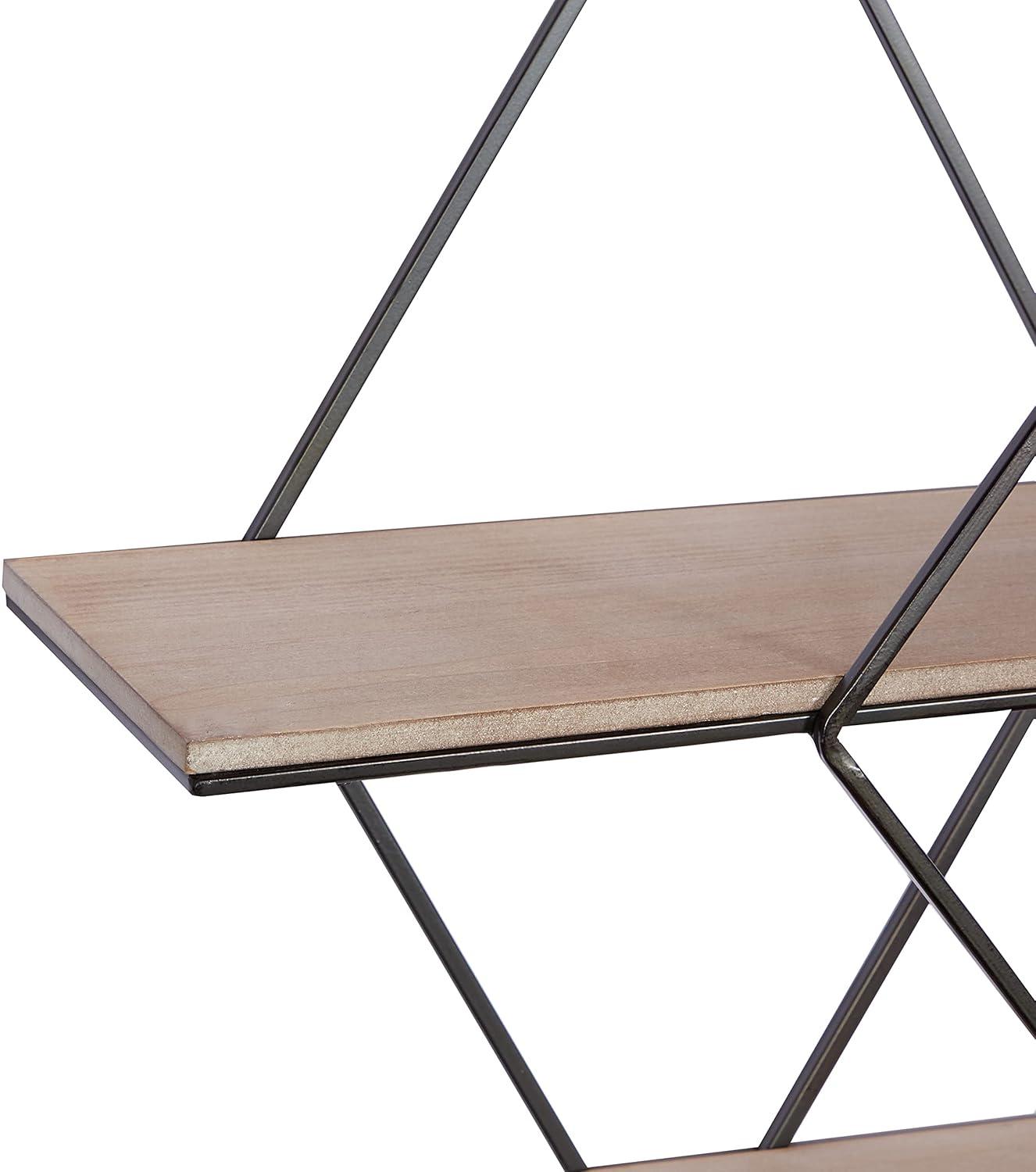 DecMode Brown Wood Contemporary Wall Shelf