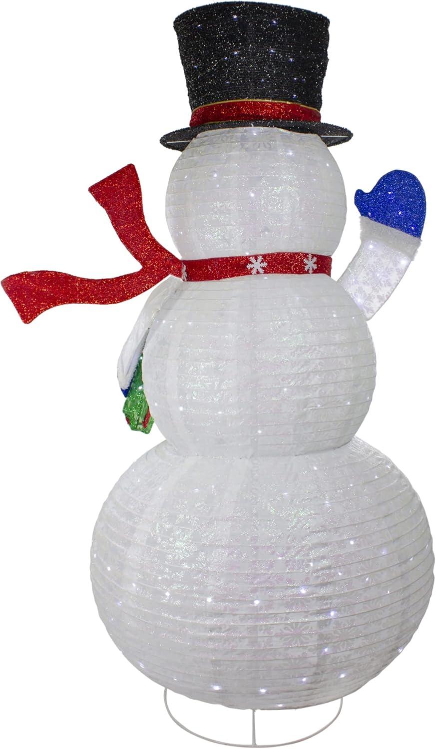 71" LED Lighted White Iridescent Twinkling Snowman Outdoor Christmas Decoration