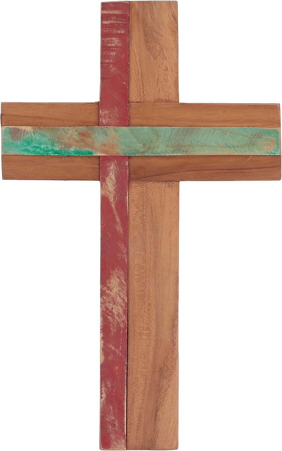 DecMode Wood Cross Rustic Wall Decor Brown