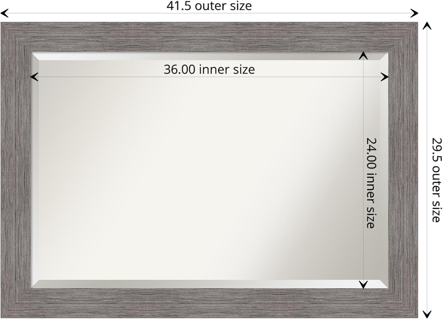 Pinstripe Plank Grey Rectangular Vanity Wall Mirror 42"x30"