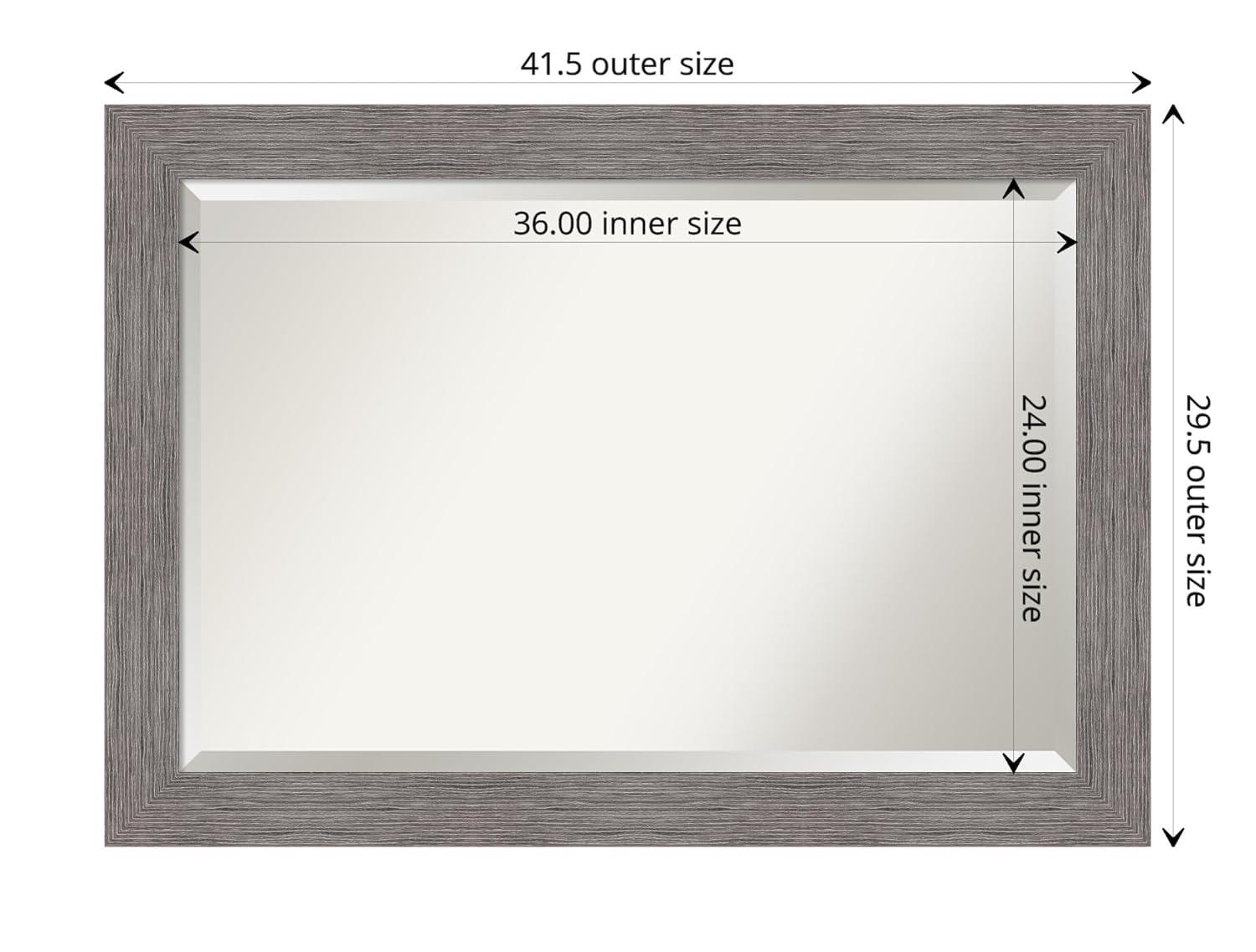 Pinstripe Plank Grey Rectangular Vanity Wall Mirror 42"x30"