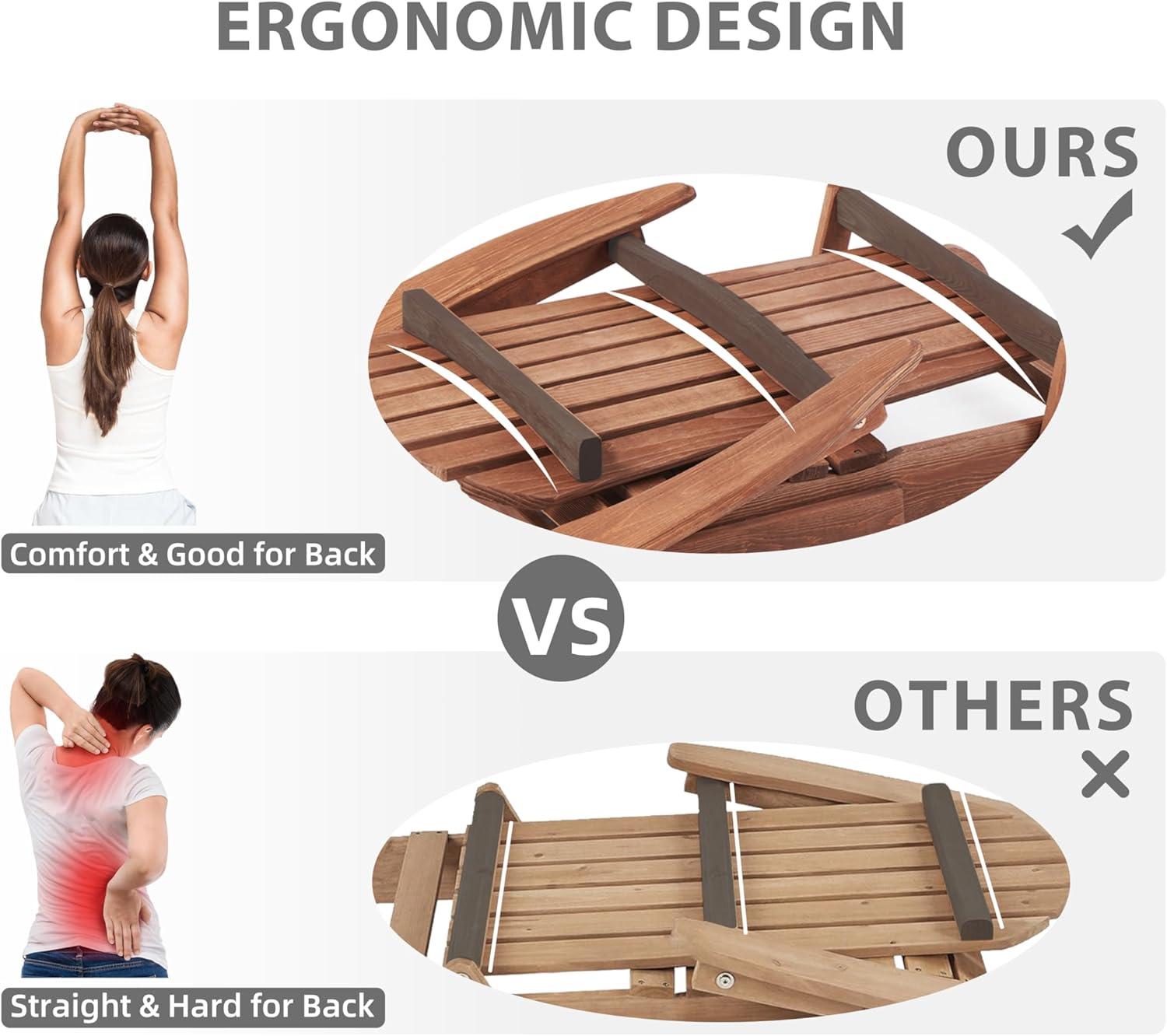 Wooden Folding Adirondack Chair, Half Pre-Assembled Wood Patio Lounge Chair for Outdoor Garden Backyard Porch Pool Deck Firepit