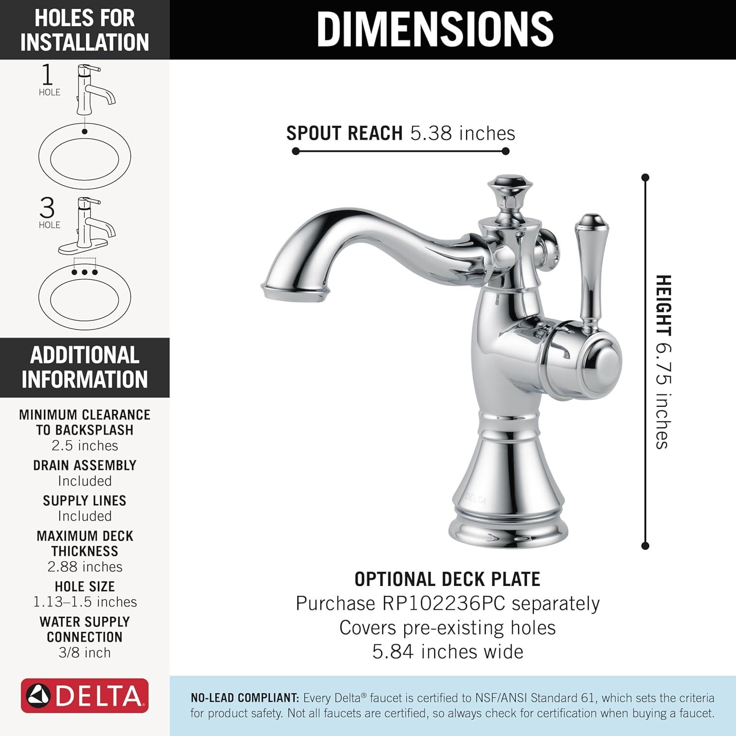 Cassidy™ Single Hole Bathroom Faucet with Drain Assembly