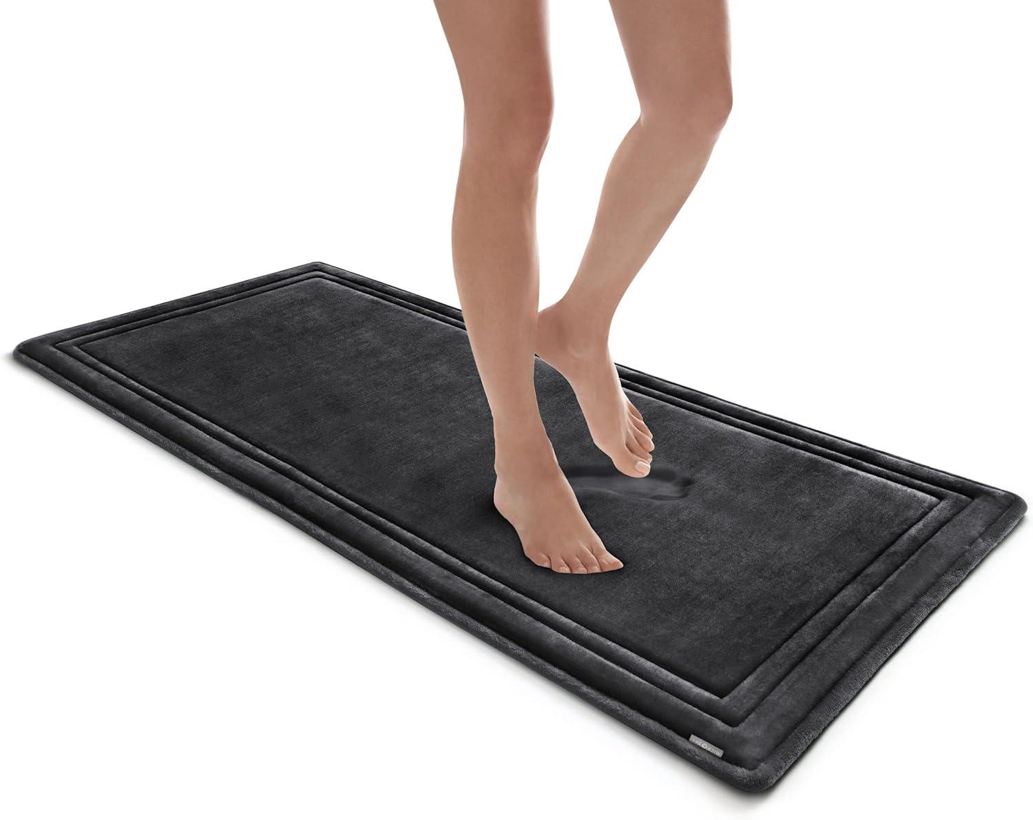 MICRODRY SoftLux Framed Memory Foam Bath Mat with Skid Resistant Base