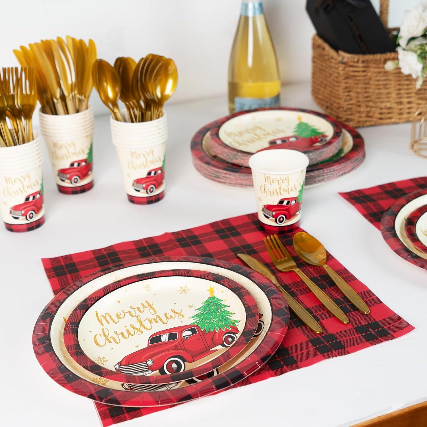 OPTERWQ Disposable Christmas Flatware Set