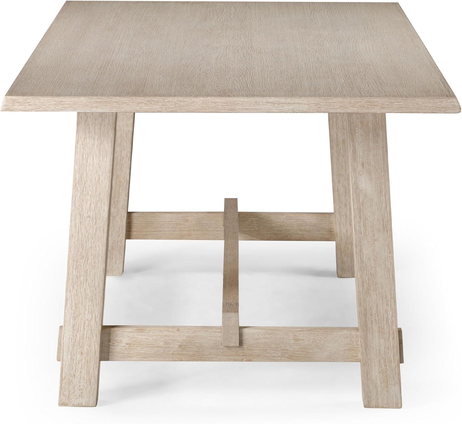 Maven Lane Yves Rectangular Wooden Dining Table in Weathered White Finish