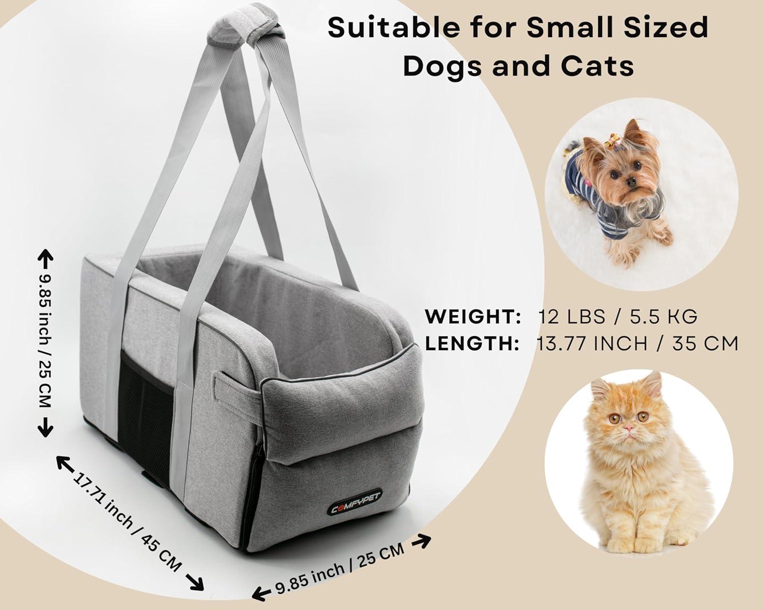 Gray Adjustable Small Dog Car Seat Carrier