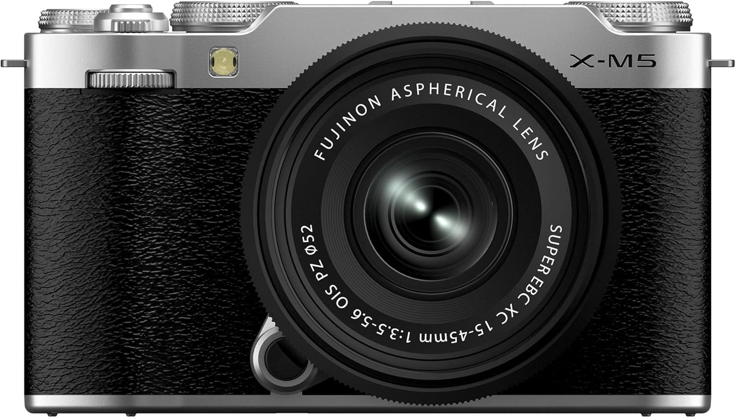 Fujifilm X-M5 Mirrorless Camera Body with XC 15-45mm F3.5-5.6 OIS PZ Lens (Silver)