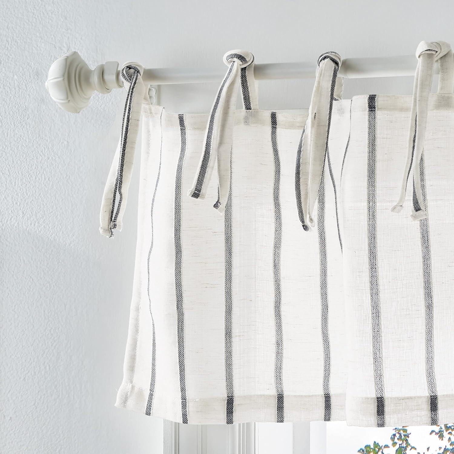 Martha Stewart Laguna Stripe Gray Tier & Valance Set