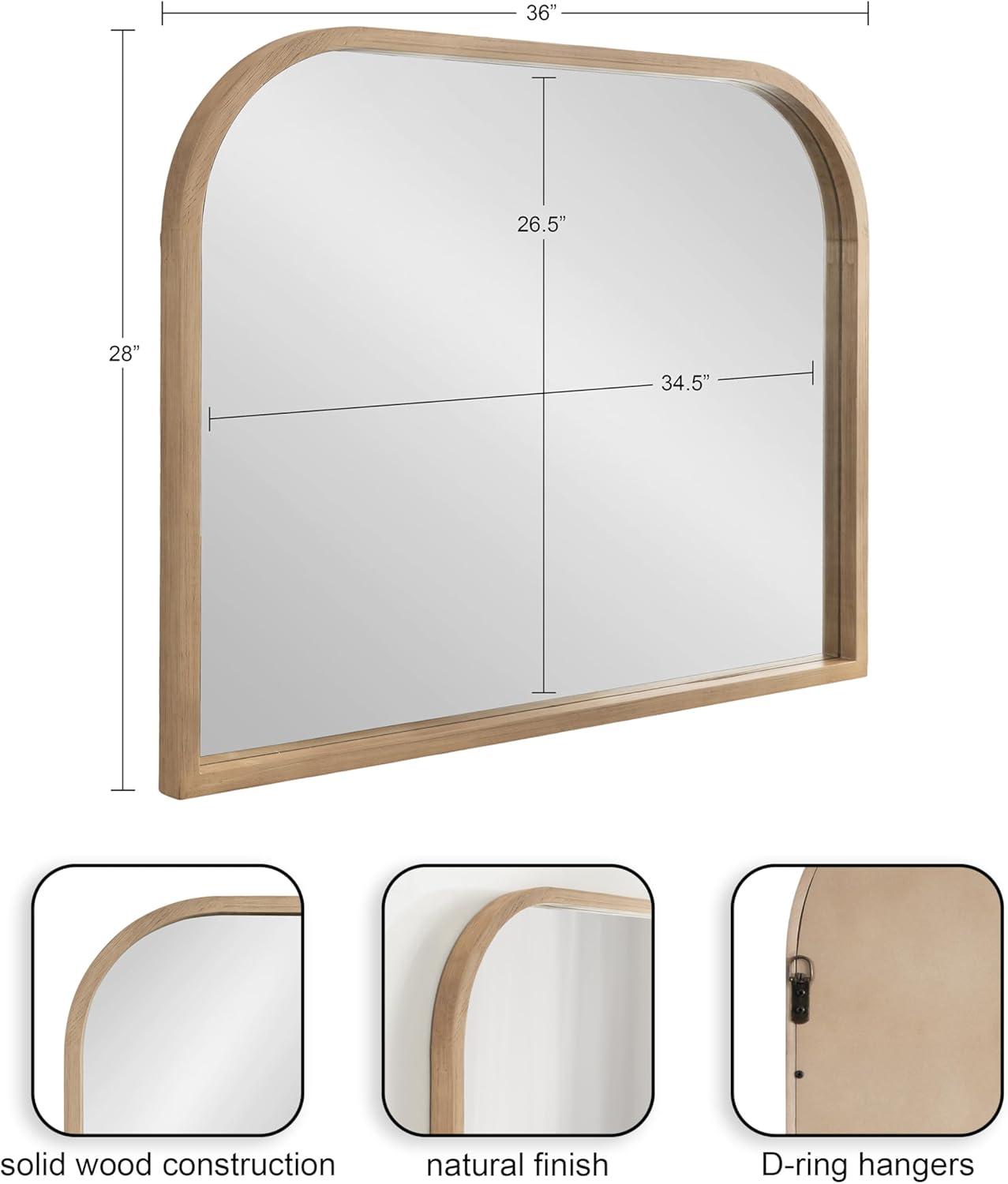Kate & Laurel All Things Decor 36"x28" Occonor Modern Wooden Arched Mirror Natural: Transitional Style, No Assembly, Wall Mount