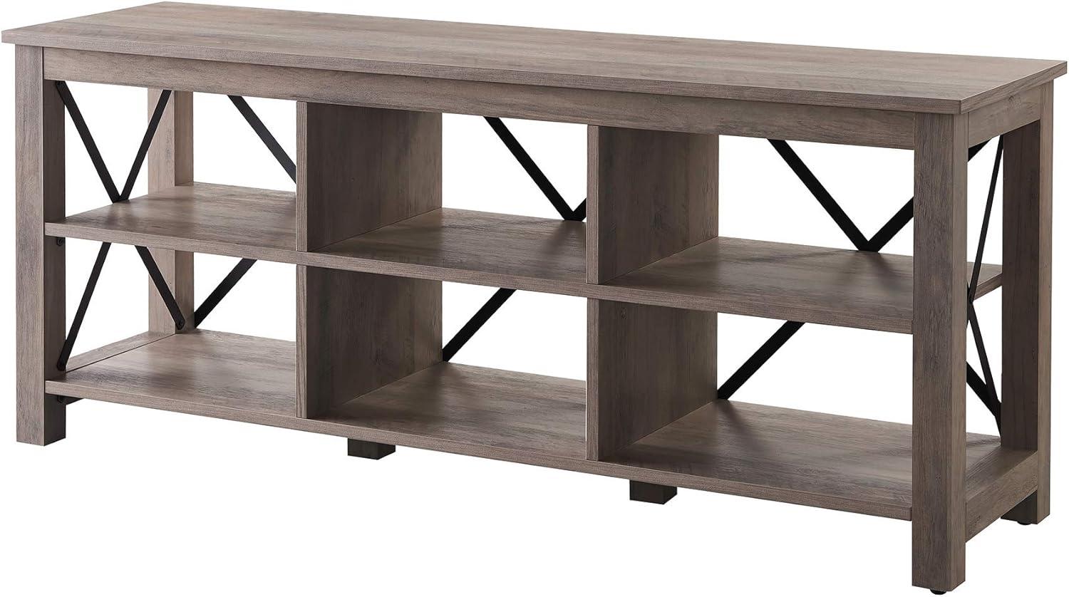 Evelyn&Zoe Sawyer Rectangular TV Stand for TV's up to 65", Gray Oak