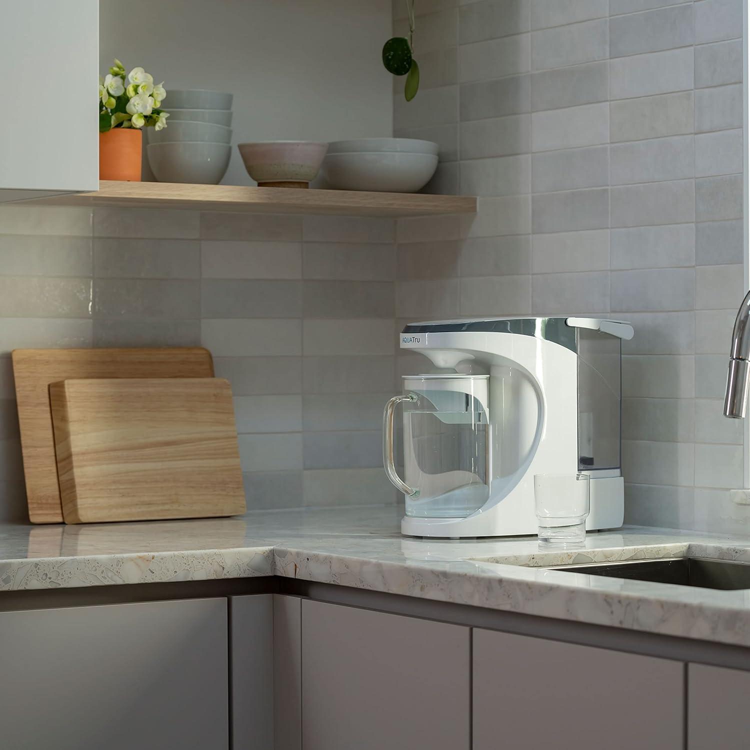 AquaTru Carafe Purificador de Agua de Vidrio para Encimera, 64 Fl Oz