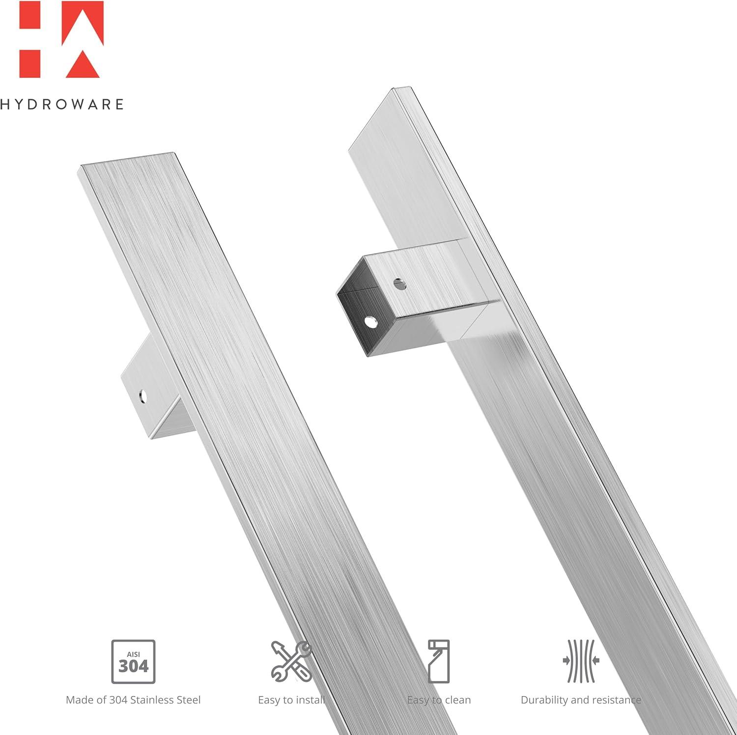 HYDROWARE Push/Pull Door Handle - Modern Contemporary Flat Long Stainless Steel Push Pull Door Handle for Home Entrance Glass Shower Wooden Barn & Office Store Shop Doors (Set of 2)