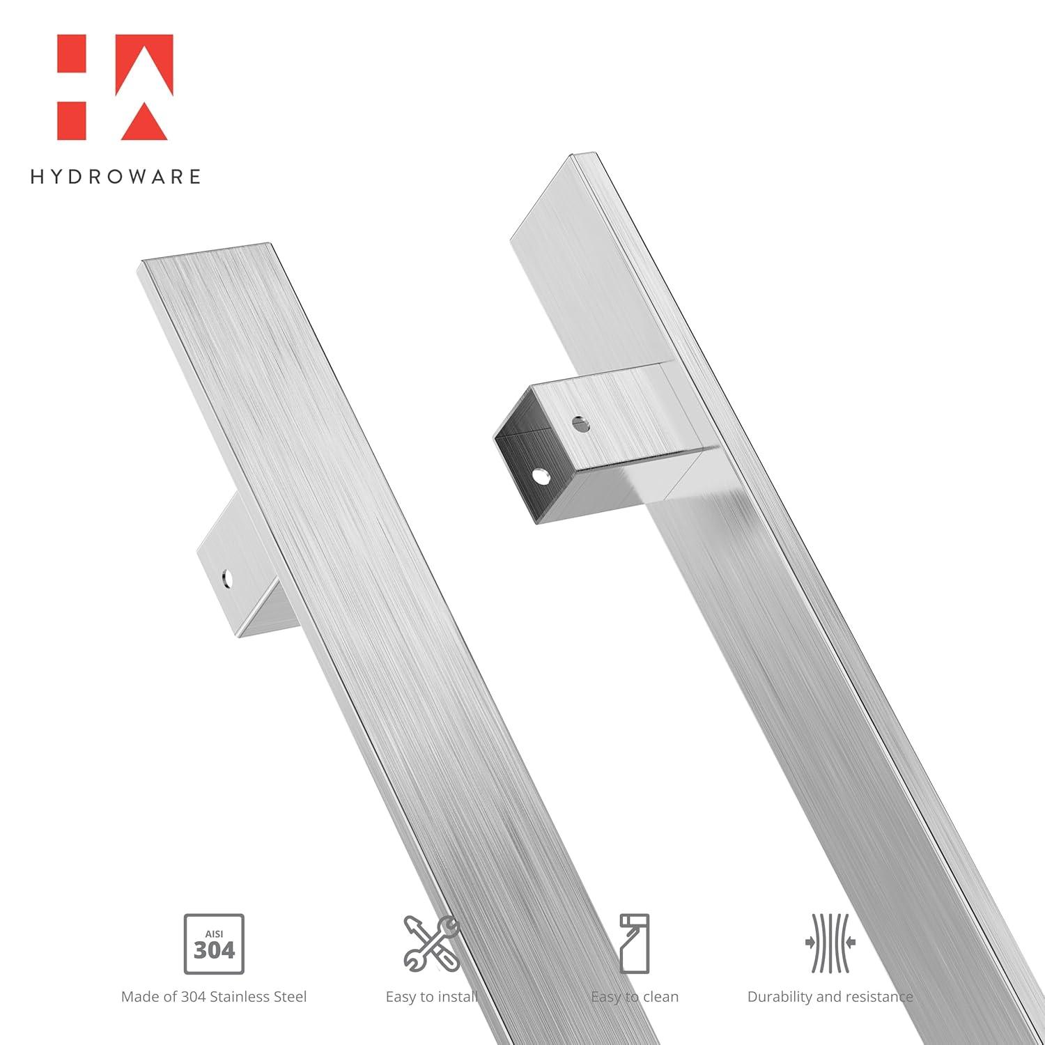 HYDROWARE Push/Pull Door Handle - Modern Contemporary Flat Long Stainless Steel Push Pull Door Handle for Home Entrance Glass Shower Wooden Barn & Office Store Shop Doors (Set of 2)