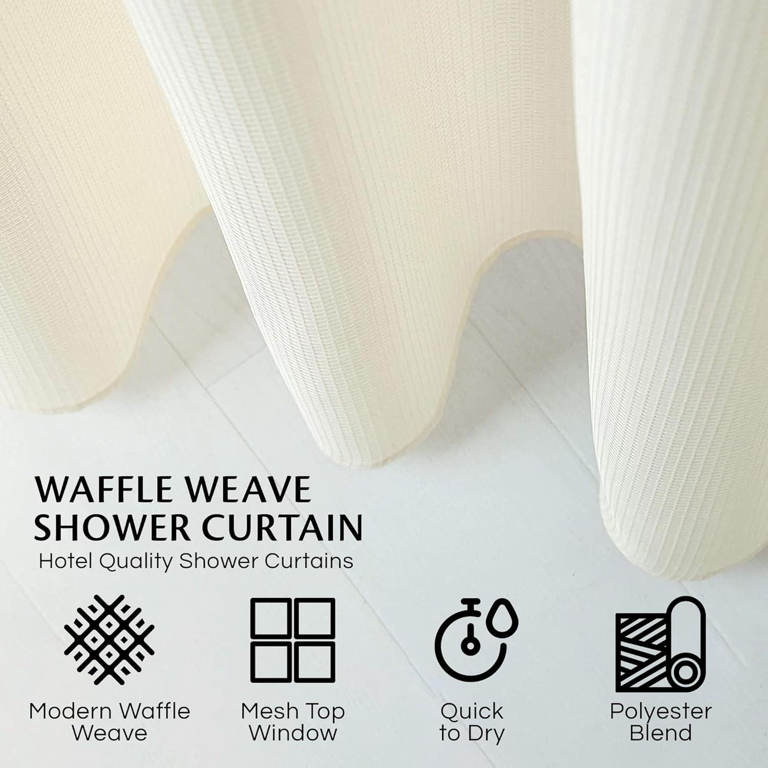 Dainty Home Complete Shower Curtain With Detachable Liner - Ivory