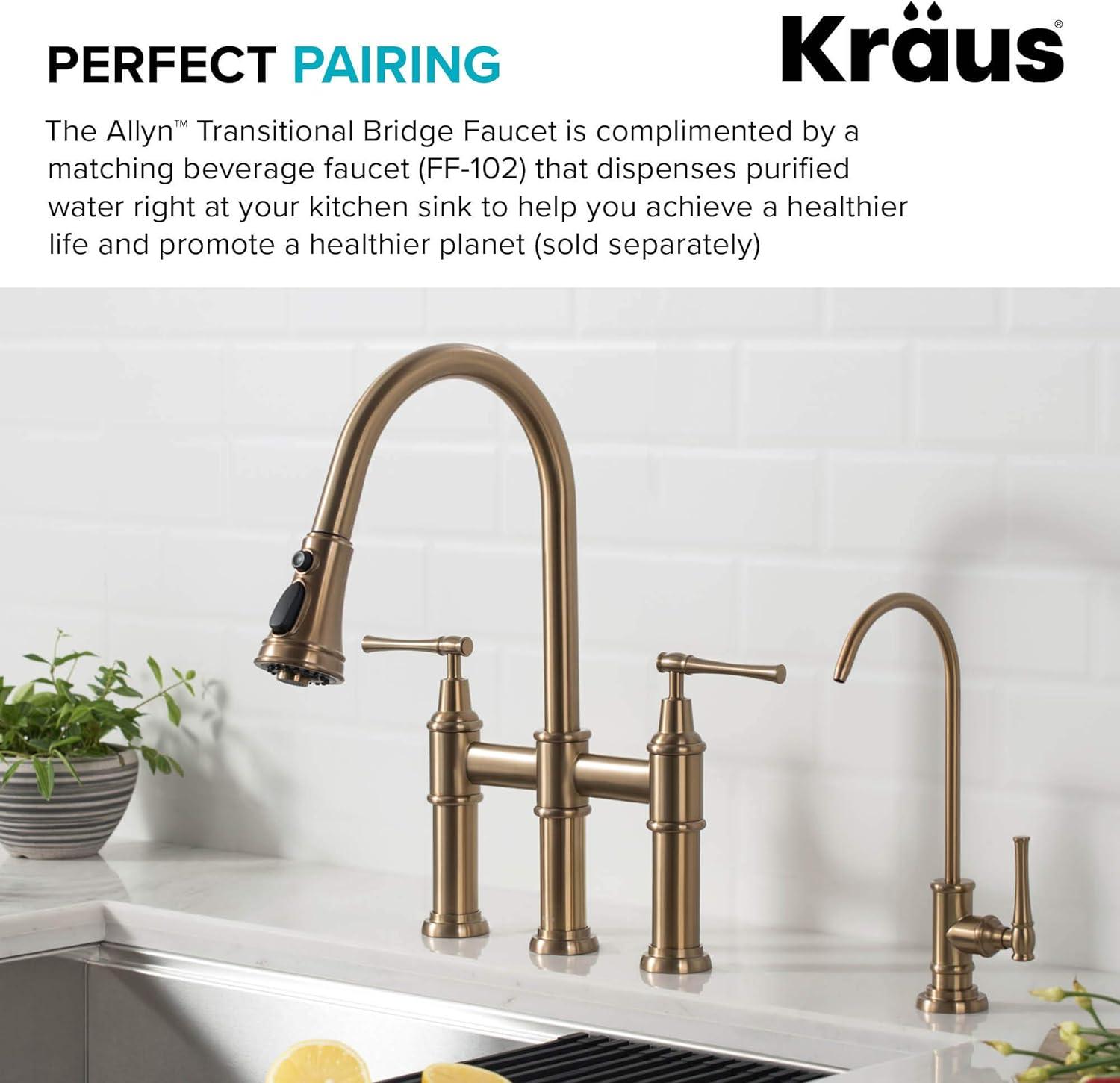 Kraus Allyn Transitional Bridge Kitchen Faucet and Water Filter Faucet Combo