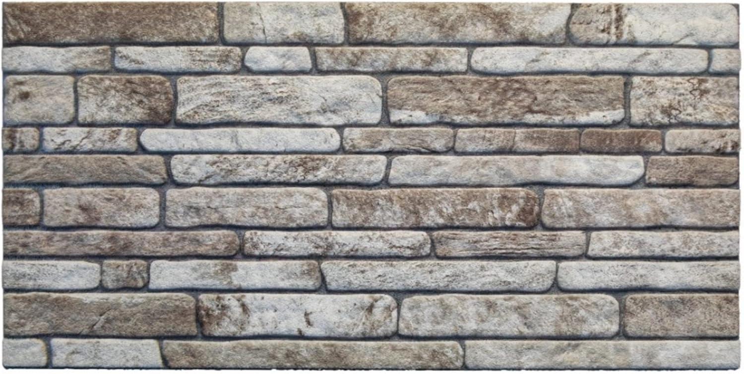 Dundee Deco 3D Wall Panels Brick Effect - Cladding Light Brown Grey Stone Look Wall Paneling, Styrofoam, SAMPLE, Size 10 x 10 in.