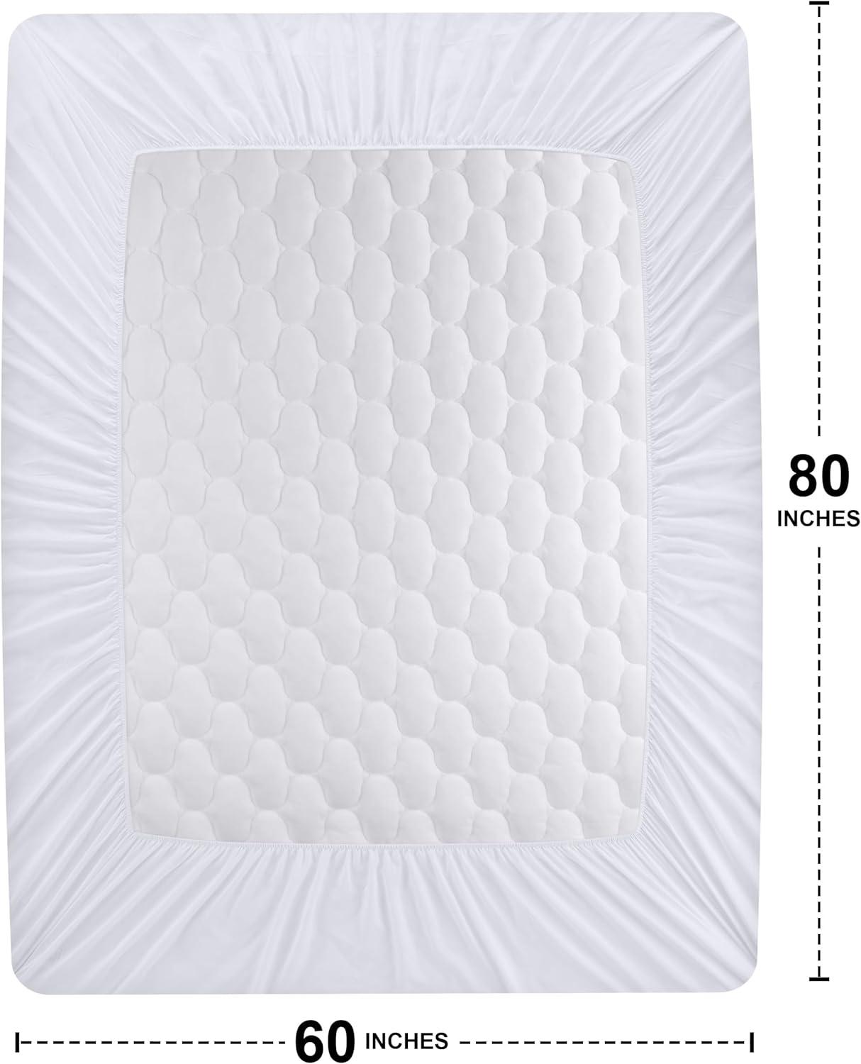 White Quilted Waterproof Queen Mattress Protector Pad