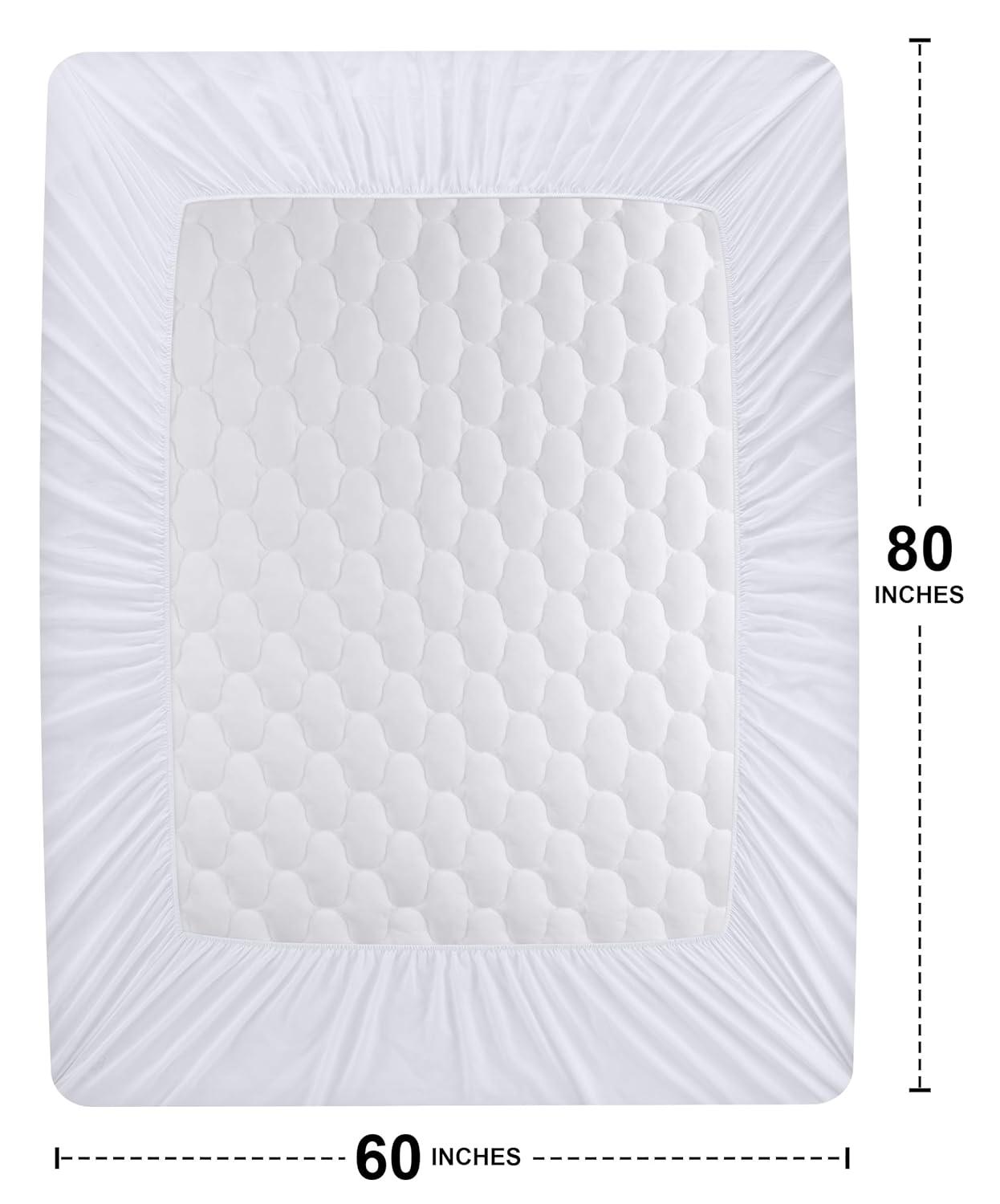 White Quilted Waterproof Queen Mattress Protector Pad