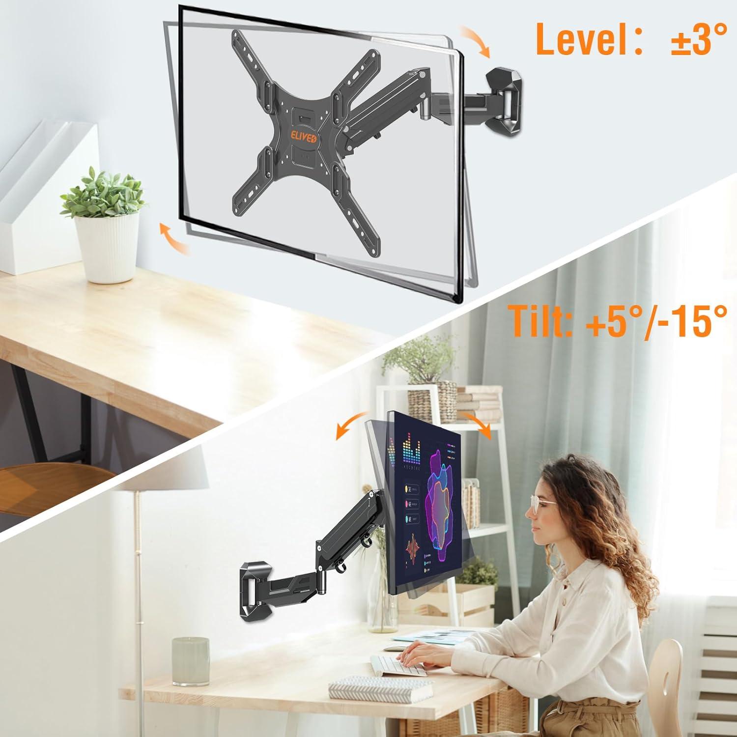 Black Full Motion Wall Mount for 23-55 Inch TVs