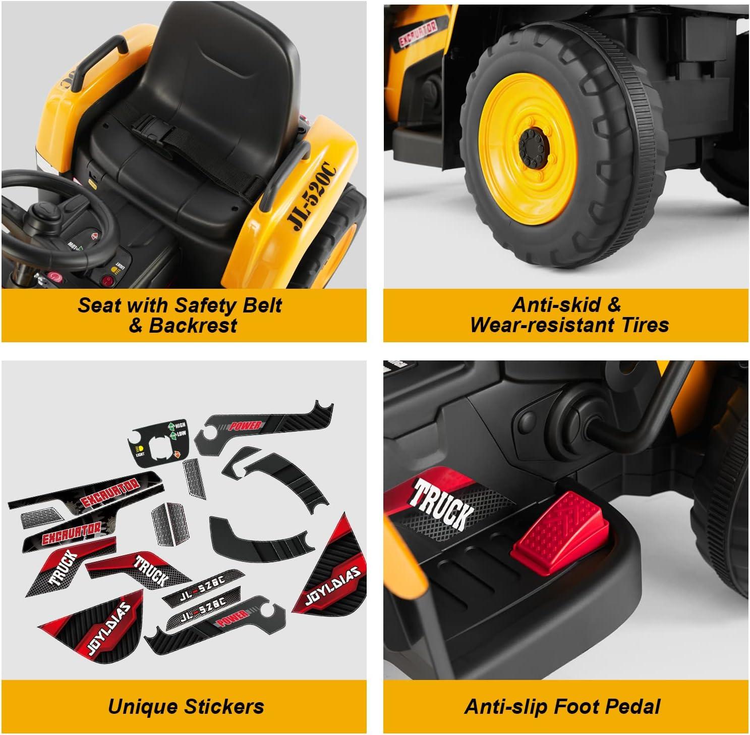 Joyldias 3 Speeds 12v Ride On Excavator , Electric Construction Vehicle For Kids Digger