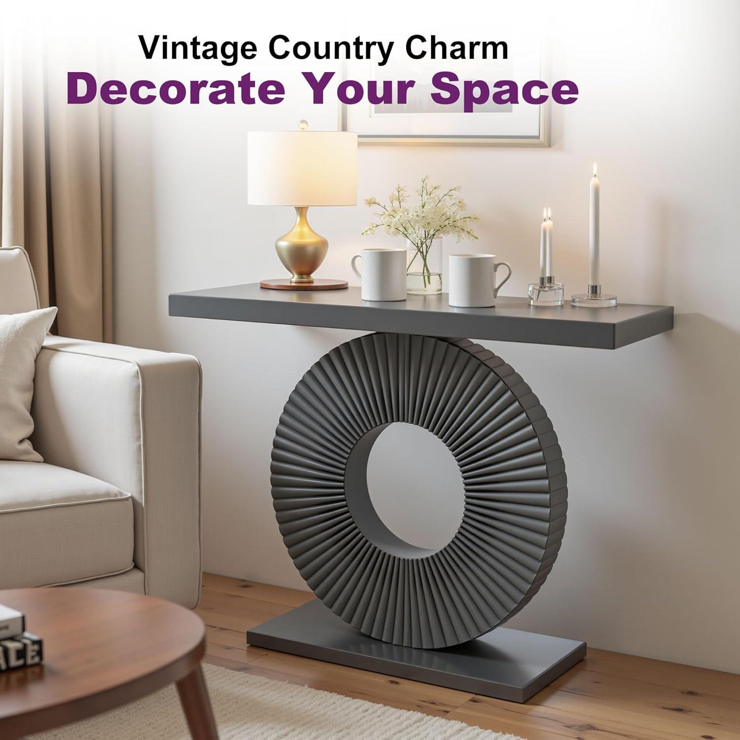 GIODIR 63 Inch Long Console Table, Rustic Wooden Sofa Table Behind Couch, Farmhouse Entryway Table, Industrial Accent Furniture For Entrance, Foyer, Hallway, Living Room