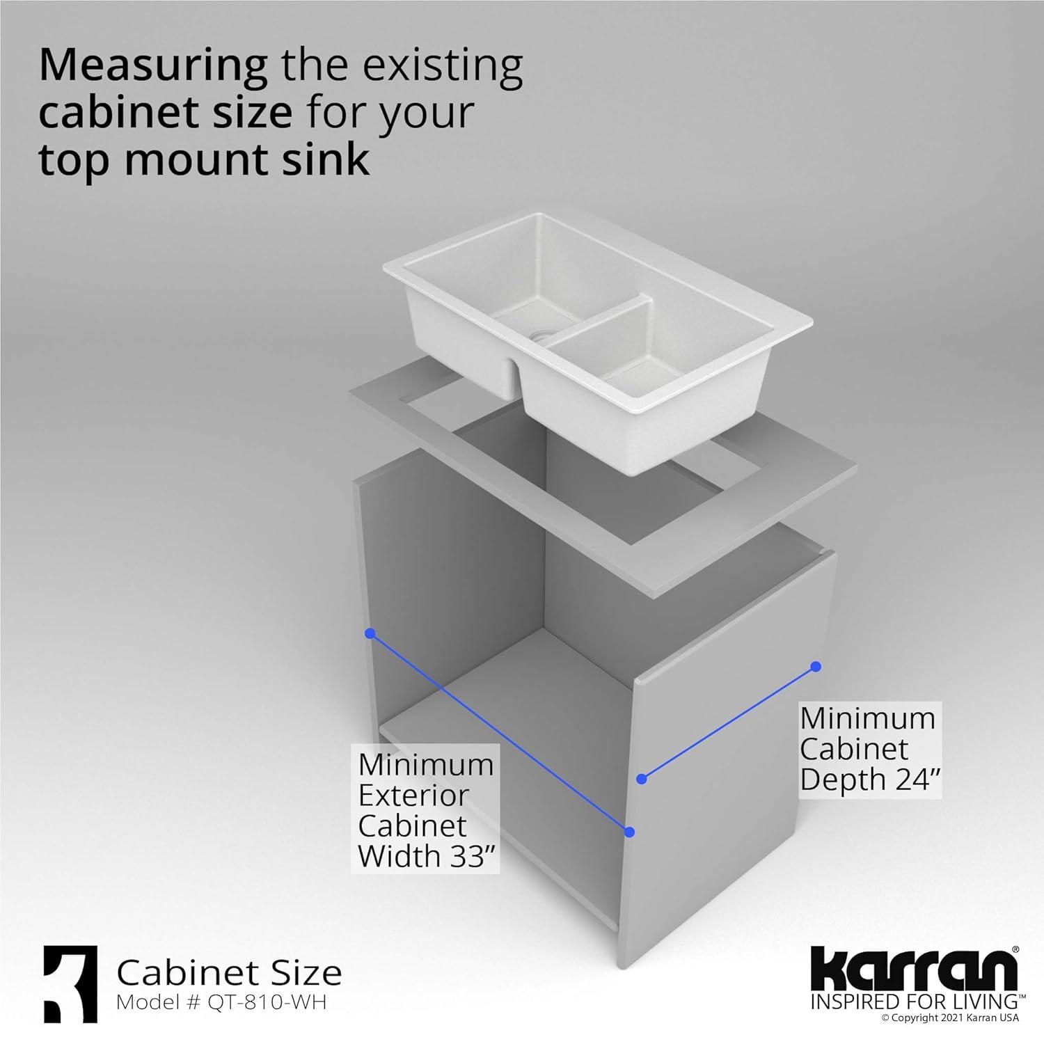 Karran Quartz 33'' X 22'' 50/50 Double Bowl Composite Drop-in Kitchen Sink