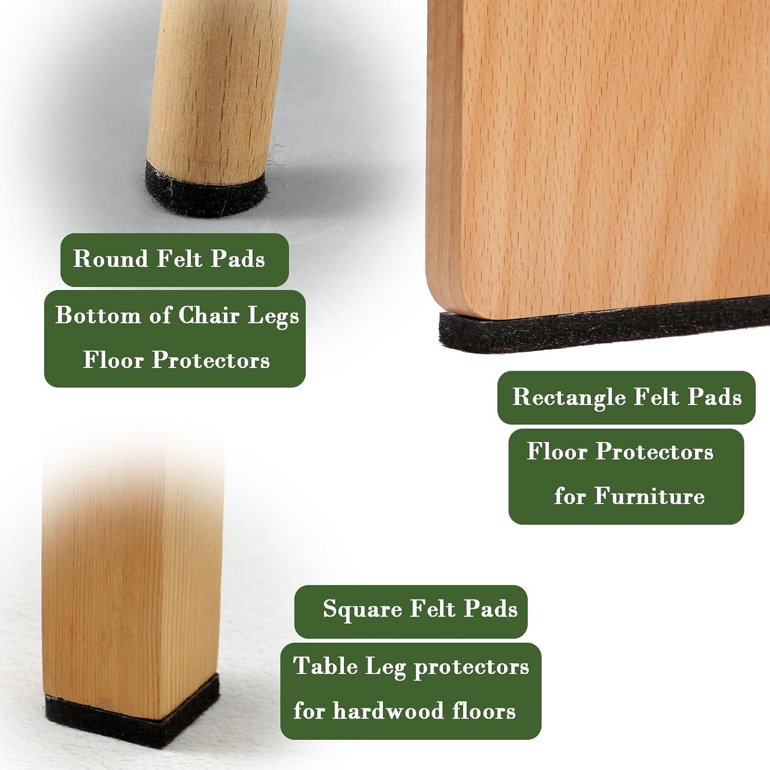 Fursafe&Q Felt Furniture Pads, Furniture Felt Pads for Hardwood Floors -Self Adhesive Chair Leg Floor Protectors, Protect from Nicks, Dents and Scratches, Chair Feet Protectors 136 Pcs Chair Feet