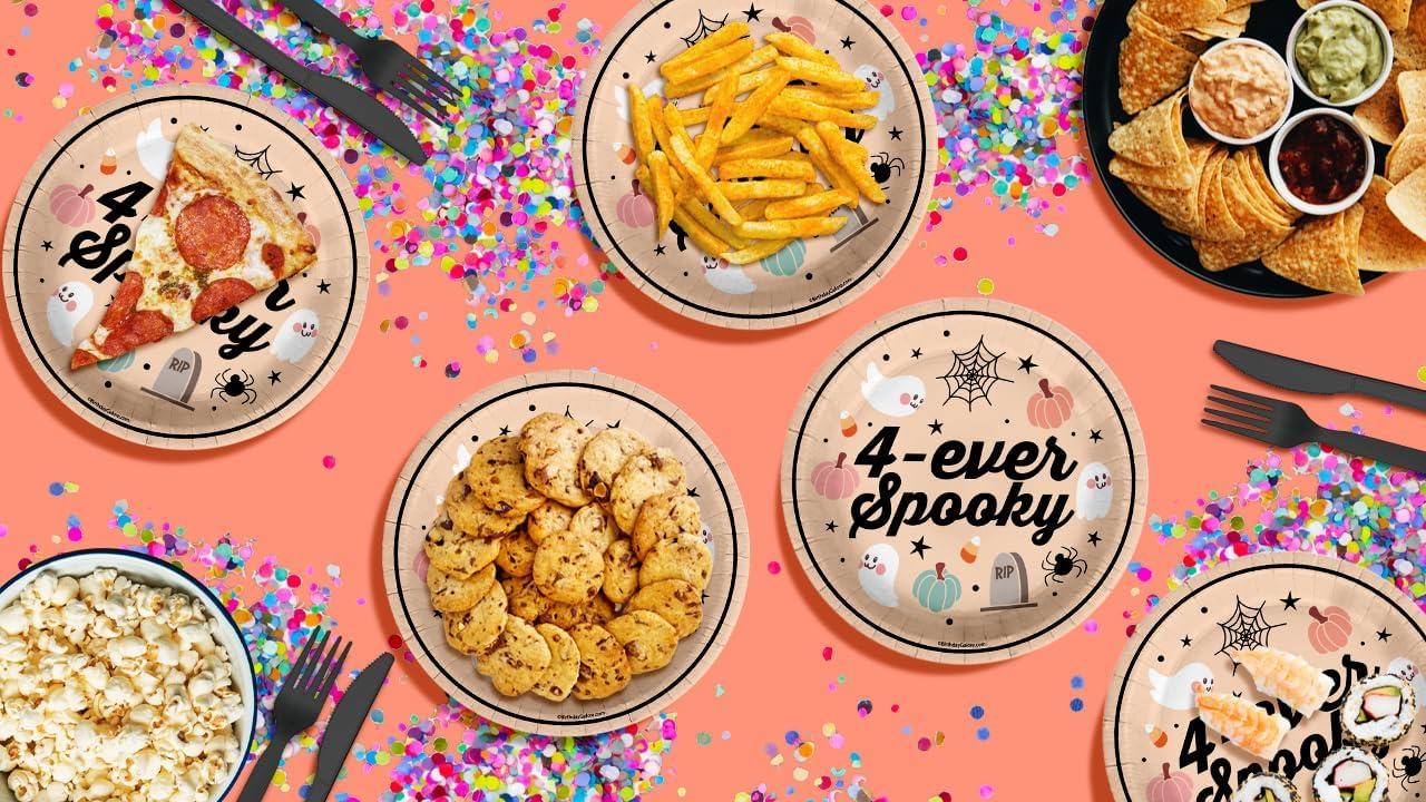 Four Ever Spooky Halloween 9" Round Paper Plates - 32 Piece Set